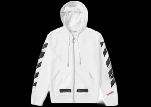 OFF-WHITE Diagonals Zip Hoodie White