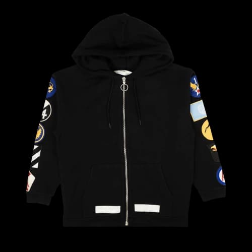 Off-White Long-Sleeve Hooded Zip-up Fleece Men Black