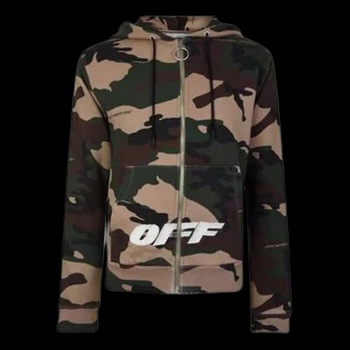 Off-White Camouflage Zipper Jacket Green