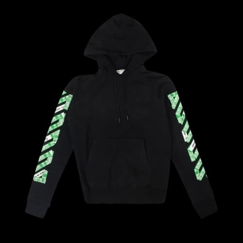 Off-White Green Tape Hooded Sweatshirt 'Black'