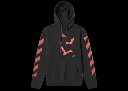 OFF-WHITE Diagonal Sleeve Bats Slim Fit Hoodie Black Red