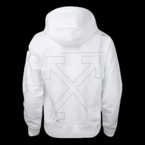 Off-White Diagonal Sleeve Unfinished Popover Hoody White