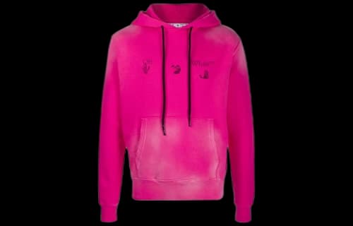 Off-White FW20 Bleach Logo Hooded Sweater Peach Pink