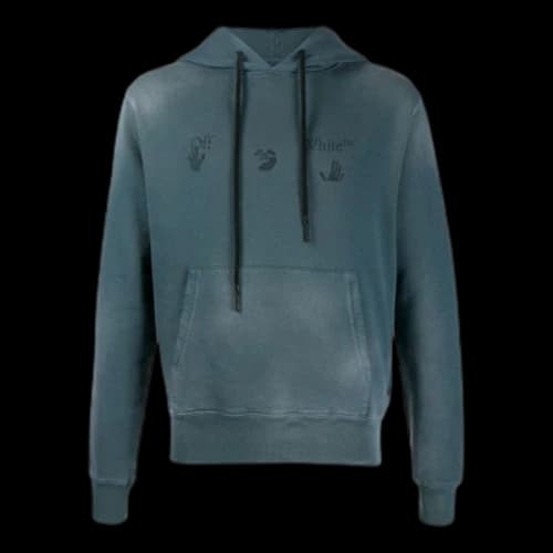 Off-White FW20 Fade Applique Hooded Sweater Green