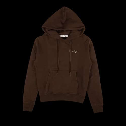 Off-White Logo Slim Hooded Sweatshirt 'Brown'