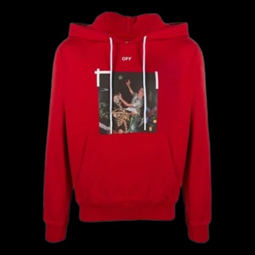 Off-White FW20 Pascal Printing Hooded Pullover Men Red