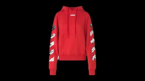 OFF-WHITE Airport Tape Diag Hoodie Red