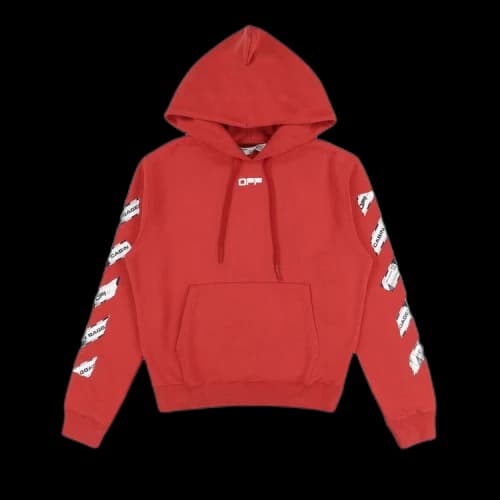 Off-White Baggage Tape Arrows Hoodie 'Red'