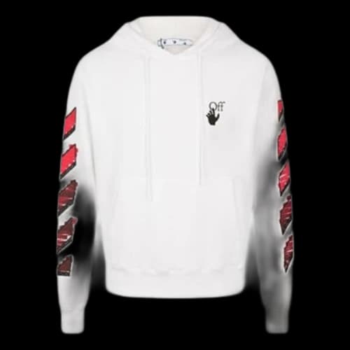 Off-White FW21 Gradient Arrow Logo Adornment Hooded Loose Fit White