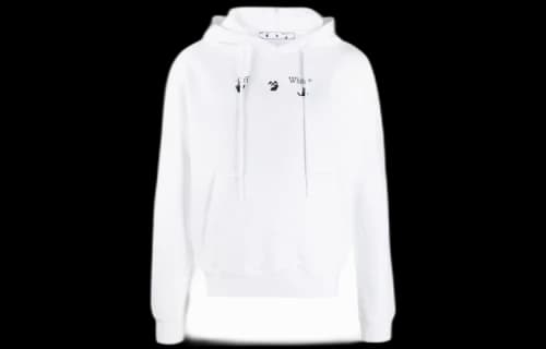 Off-White SS21 Printing Logo hooded Long Sleeves White