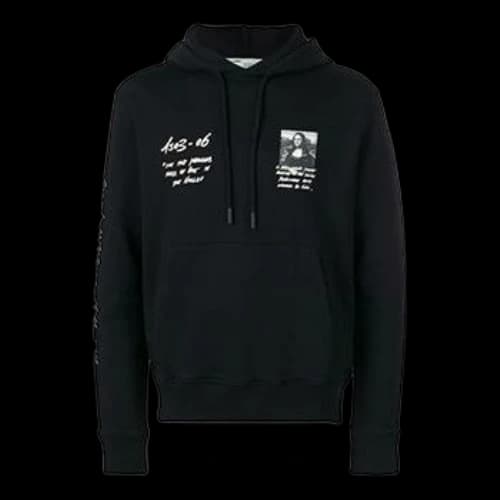 Off-White MENS SS19 Virgil Abloh Mona Lisa Hooded Sweatshirt Black