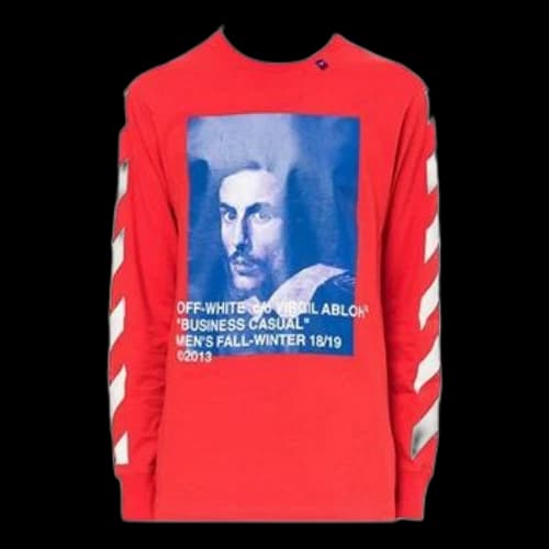 Off-White Unisex Red Printing Long Sleeves Loose Fit