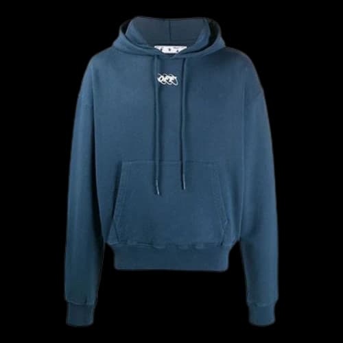 Off-White Logo Applique Hooded Sweater Men's Blue
