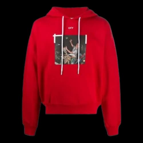 Off-White Arrows Pascal Skeleton Pascal Logo Hooded Sweater Men's Red