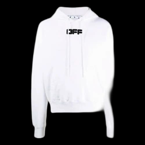 Off-White FW21 Chest Logo Printing Drawstring Hood Long Sleeves Loose Fit White
