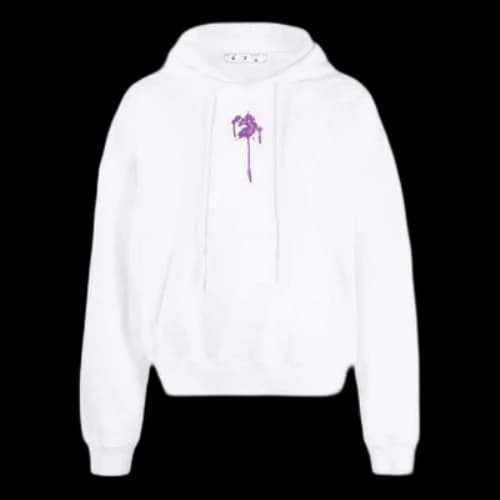 Off-White SS22 Pattern Printing Hooded Long Sleeves Pullover Version White