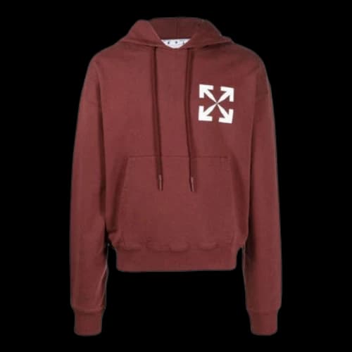 Off-White SS22 Pattern Logo Hooded Long Sleeves Version Wine Red