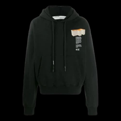 Off-White SS22 Solid Color Printing Hooded Long Sleeves Version Black