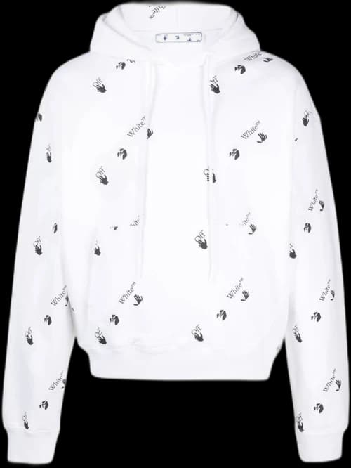 OFF-WHITE Oversized Fit Allover Logo Hoodie White/Black