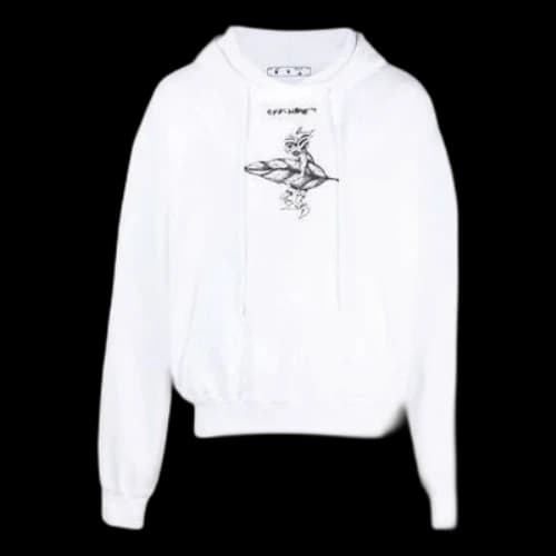 Off-White SS21 Pattern Printing hooded Long Sleeves White