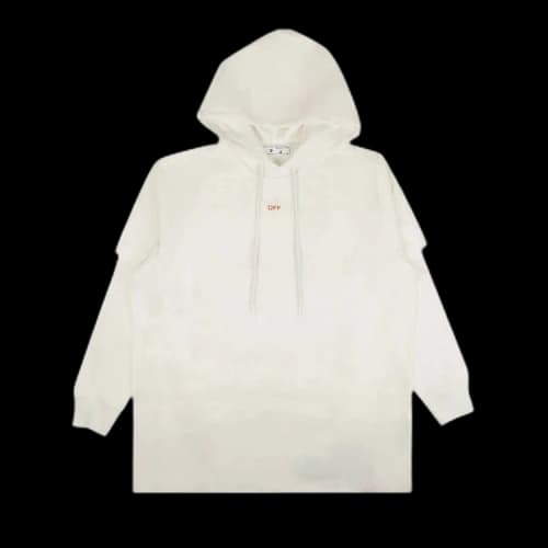 Off-White Stencil Double Tee Hoodie 'White'