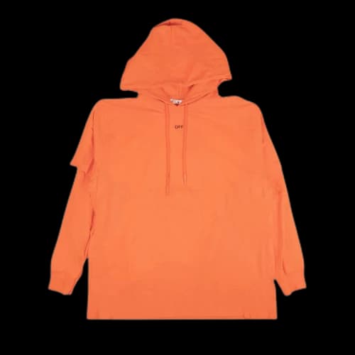 Off-White Stencil Double Tee Hoodie 'Orange/Black'