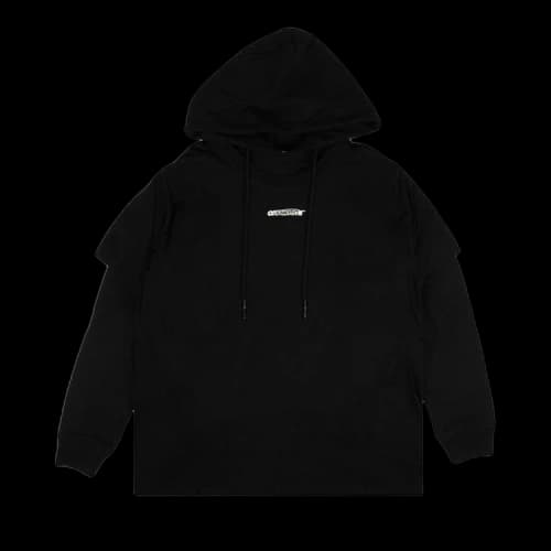 Off-White Barrel Worker Double Tee Hoodie 'Black/White'
