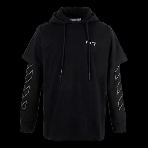 Off-White Stripe Logo Printing Sleeve Loose Fit Black