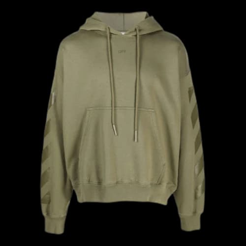 Off-White FW21 Pattern Printing Hooded Long Sleeves Loose Fit Green