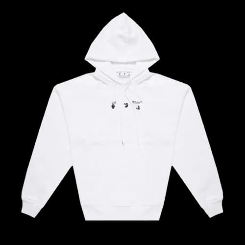Off-White FW21 Arrow Pattern Hooded Long Sleeves Loose Fit White