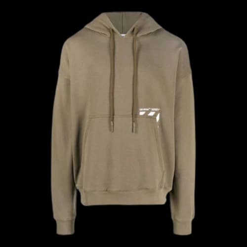 Off-White SS22 Solid Color Logo Printing Stripe Hooded Long Sleeves Version Brown