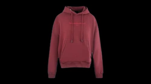 OFF-WHITE How Was Your Delivery Dark Red Hoodie Red