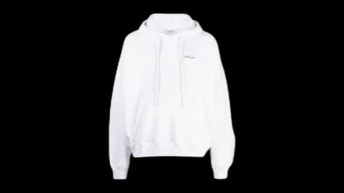 OFF-WHITE Scratch Tab White Skate Hoodie White