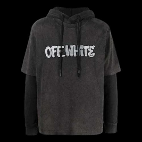 OFF-WHITE GM Vintage DBL Sleeve Hoodie Dirty Black