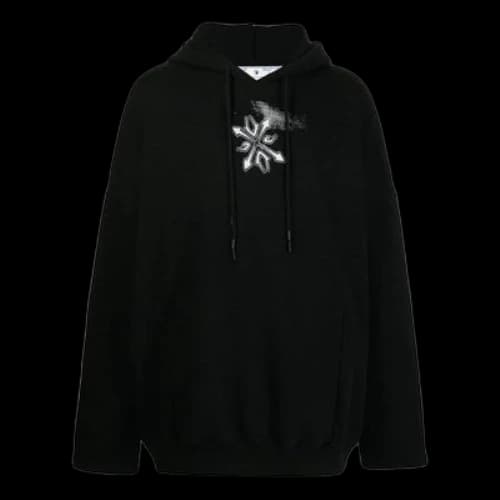 Off-White SS22 Arrow Logo Printing Cotton Hooded Long Sleeves Version Black