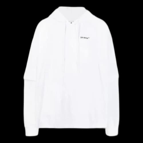 Off-White SS22 Logo Printing Arrow Pattern Hooded Long Sleeves Version White