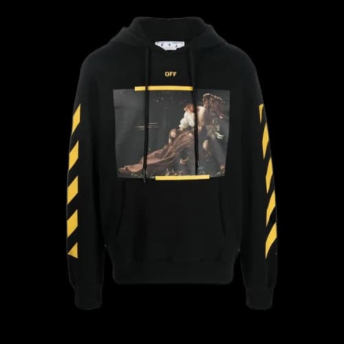 Off-White Diagonal Arrow Caravaggio St Fran Slim Hoodie 'Black/White'
