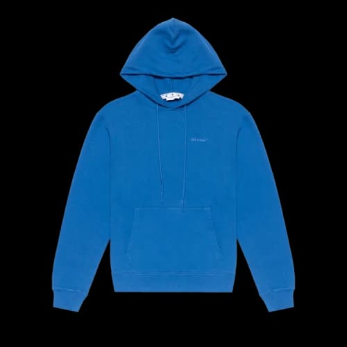 Off-White FW22 Solid Color Back Stripe Printing Hooded Long Sleeves Version Blue
