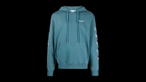 OFF-WHITE Chain Arrow Design Slim Fit Duck Hoodie Green