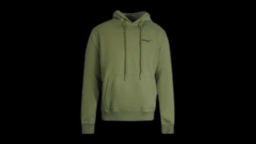 OFF-WHITE Helvetica Logo Slim Fit Hoodie Green