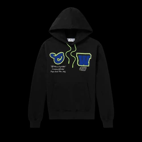 Off-White Varsity Patch Slim Hoodie 'Black/Blue'