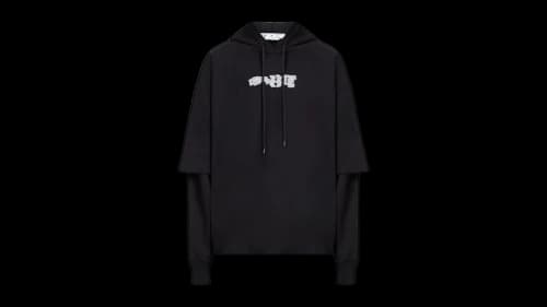 OFF-WHITE Carlos Type Double Tee Hoodie Black