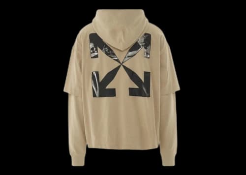 OFF-WHITE Caravaggio Arrow Double Hooded T-Shirt Dark Sand