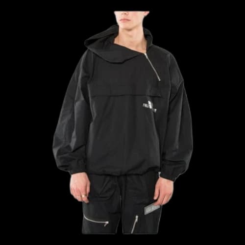 Off-White Pattern Printing Diagonal Zipper Loose Fit Black