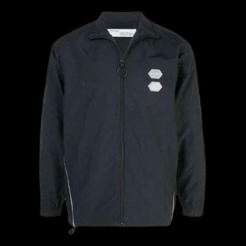 Off-White Solid Color Stand Collar Zipper Jacket Slim Fit Version Black