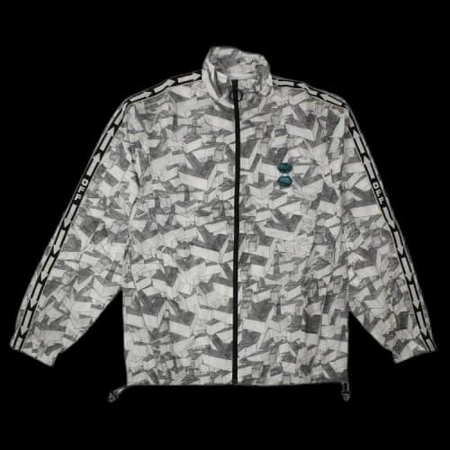 Off-White Pattern Zipper Sports Jacket Loose Fit Gray White