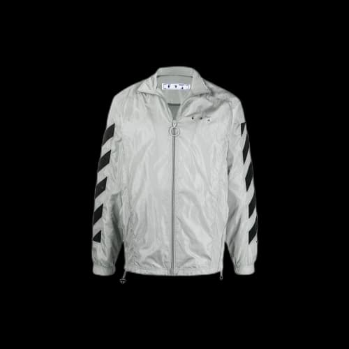 Off-White SS21 Logo Printing Zipper Stripe Sports Jacket Gray
