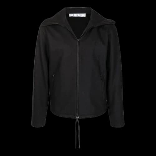 Off-White SS22 Solid Color Logo Embroidered Lapel Version Black Jacket