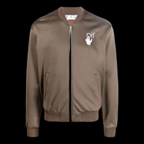 Off-White Solid Color Logo Printing Zipper Jacket