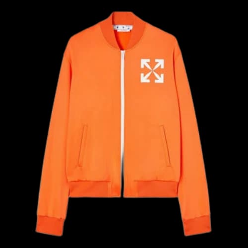 Off-White SS22 Arrow Pattern Printing Zipper aviator Jacket Version Orange